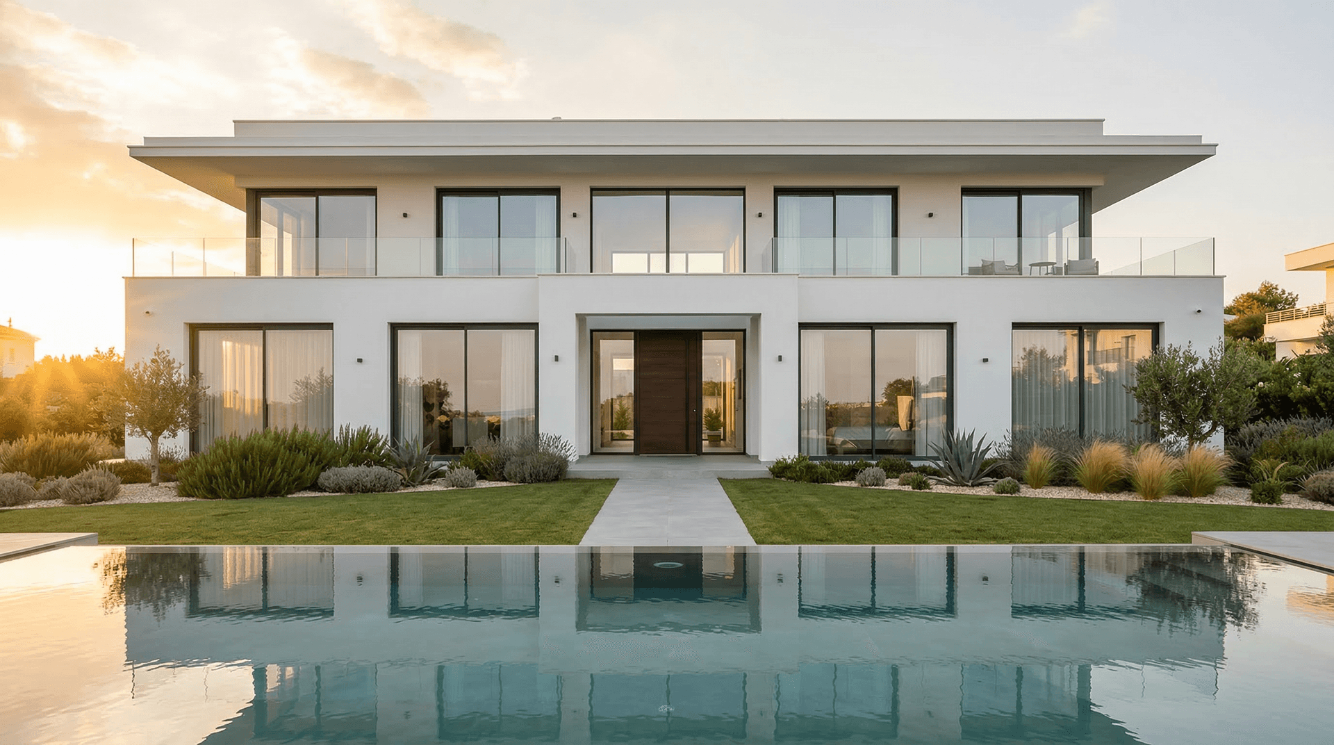 Villa blanca moderna render